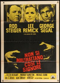 8f396 NO WAY TO TREAT A LADY Italian 1p 1968 Rod Steiger, Remick & Segal, hands about to strangle!