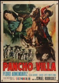 8f403 PANCHO VILLA & VALENTINA Italian 1p 1962 art of Pedro Armendariz on horse by Renato Casaro!