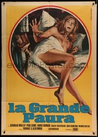 8f429 SEVERED ARM Italian 1p 1976 Ferrari art of psycho attacking naked woman with an axe!