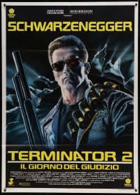 8f448 TERMINATOR 2 Italian 1p 1991 cool different art of Arnold Schwarzenegger by Renato Casaro!