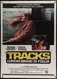 8f457 TRACKS Italian 1p 1976 cool images of Dennis Hopper with gun & Taryn Power on train!