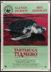 8f459 TURTLE DIARY Italian 1p 1986 fantastic art of sea turtle on the beach by Andy Warhol!