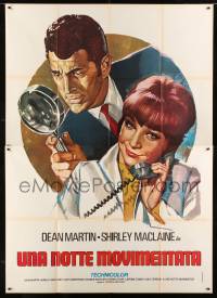 8f076 ALL IN A NIGHT'S WORK Italian 2p R76 art of Dean Martin w/magnifying glass & Shirley MacLaine