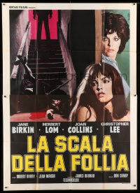 8f109 DARK PLACES Italian 2p 1974 different Nistri art of Jane Birkin & Joan Collins by murderer!