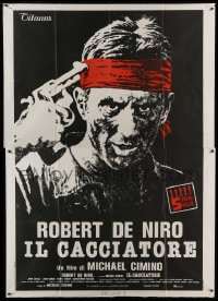 8f114 DEER HUNTER awards Italian 2p 1979 classic art of Robert De Niro w/gun to his head, Cimino!