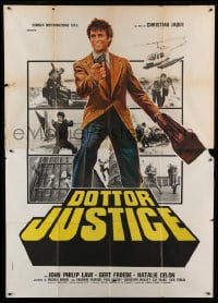 8f118 DOCTOR JUSTICE Italian 2p 1976 great montage art of John Phillip Law with gun!