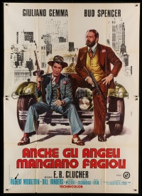 8f125 EVEN ANGELS EAT BEANS Italian 2p 1973 art of gangsters Giuliano Gemma & Bud Spencer by Casaro!