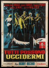 8f126 EVERYBODY WANTS TO KILL ME Italian 2p 1957 Symeoni art of top stars in alley by dead body!