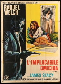8f130 FLAREUP Italian 2p 1970 different art of sexy Raquel Welch & man who wants to kill her!