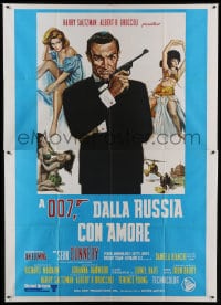 8f133 FROM RUSSIA WITH LOVE Italian 2p R1970s Ciriello art of Connery as James Bond w/ sexy girls!