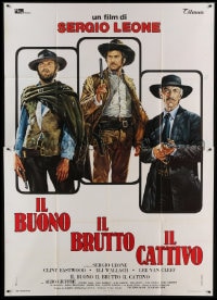 8f135 GOOD, THE BAD & THE UGLY Italian 2p R1970s Casaro art of Eastwood, Van Cleef & Wallach, Leone!