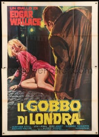 8f143 HUNCHBACK OF SOHO Italian 2p 1967 different art of sexy blonde attacked under Big Ben!