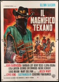 8f169 MAGNIFICENT TEXAN Italian 2p 1967 cool Crovato spaghetti western art of masked cowboy!
