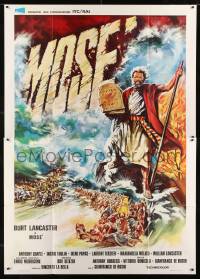 8f178 MOSES Italian 2p 1974 different art of Burt Lancaster holding Ten Commandments in flood!