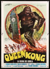 8f190 QUEEN KONG Italian 2p 1977 fantastic art of giant ape terrorizing Big Ben in London!