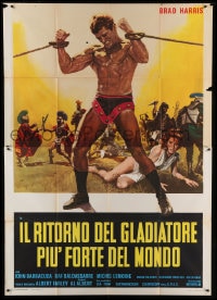 8f194 RETURN OF THE GLADIATOR Italian 2p 1971 cool art of bound barechested strongman Brad Harris!