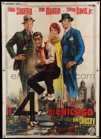8f199 ROBIN & THE 7 HOODS Italian 2p 1964 best different Ciriello art of Rat Pack over Chicago!