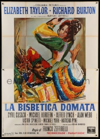 8f220 TAMING OF THE SHREW Italian 2p 1967 different Brini art of Elizabeth Taylor & Richard Burton!