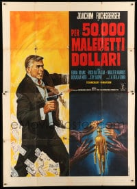 8f221 TARGET FRANKIE Italian 2p 1967 Mos art of spy Joachim Fuchsberger with gun & cash!