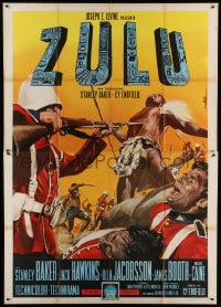 8f238 ZULU style A Italian 2p 1964 different violent Nistri art of Stanley Baker & Michael Caine!