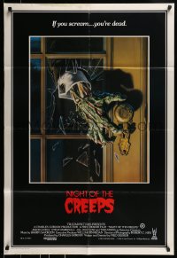 8g753 NIGHT OF THE CREEPS Aust 1sh 1986 Bob Larkin art of zombie hand smashing through door window