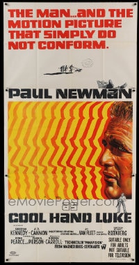 8g744 COOL HAND LUKE Aust 3sh 1967 Paul Newman prison escape classic, cool art by James Bama, rare
