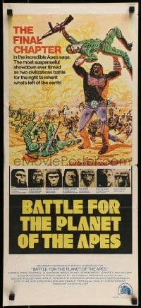 8g784 BATTLE FOR THE PLANET OF THE APES Aust daybill 1973 great sci-fi artwork of war between apes & humans!