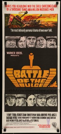 8g785 BATTLE OF THE BULGE Aust daybill 1966 Henry Fonda, Robert Shaw, cool artwork of tanks!