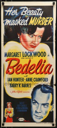 8g786 BEDELIA Aust daybill 1947 sexy Margaret Lockwood's beauty masked MURDER!
