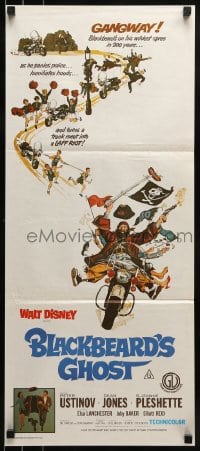 8g794 BLACKBEARD'S GHOST Aust daybill R1976 Walt Disney, artwork of wacky invisible pirate Peter Ustinov!