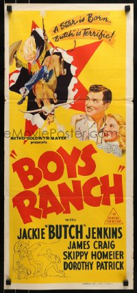 8g797 BOYS' RANCH Aust daybill 1946 art of Butch Jenkins, James Craig, Dorothy Patrick