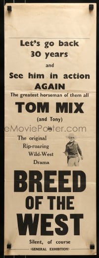 8g800 BREED OF THE WEST Aust daybill R1950s Tom Mix, let's go back 30 years and see him in action!