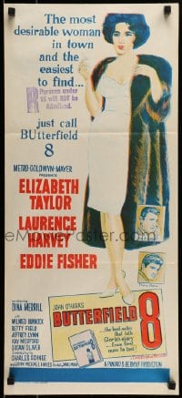 8g804 BUTTERFIELD 8 Aust daybill 1960 art of the most desirable callgirl, Elizabeth Taylor!