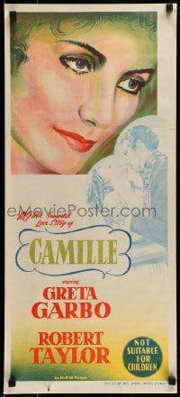 8g808 CAMILLE Aust daybill R1955 Robert Taylor, portrait of beautiful Greta Garbo!