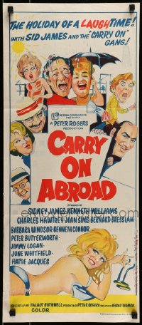 8g811 CARRY ON ABROAD Aust daybill 1972 Sidney James, Kenneth Williams, English sex!