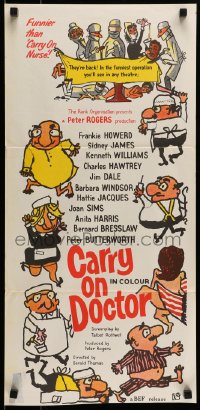8g813 CARRY ON DOCTOR Aust daybill 1967 sexiest English hospital nurses, wacky operation artwork!