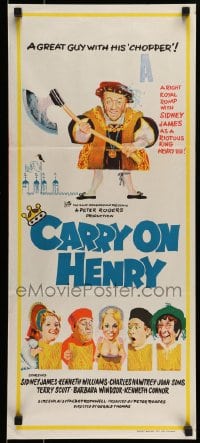 8g814 CARRY ON HENRY VIII Aust daybill 1972 Sidney James, Gerald Thomas historic English comedy