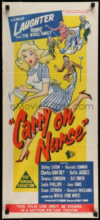 8g816 CARRY ON NURSE Aust daybill 1960 English hospital sex, the screen's fastest funniest farce!