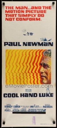8g836 COOL HAND LUKE Aust daybill 1967 Paul Newman prison escape classic, cool art!