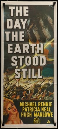 8g847 DAY THE EARTH STOOD STILL Aust daybill R1970s Robert Wise, art of giant hand & Patricia Neal!