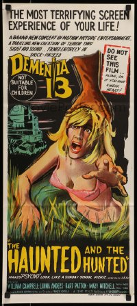 8g850 DEMENTIA 13 Aust daybill 1963 Coppola, The Haunted & the Hunted, horror art!