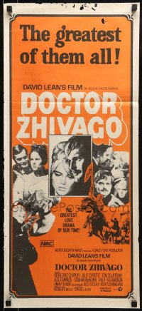 8g854 DOCTOR ZHIVAGO Aust daybill R1970s Omar Sharif, Julie Christie, David Lean, Terpning art!