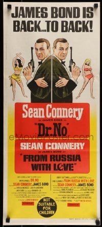 8g859 DR. NO/FROM RUSSIA WITH LOVE Aust daybill 1965 Sean Connery is James Bond, double danger & excitement!