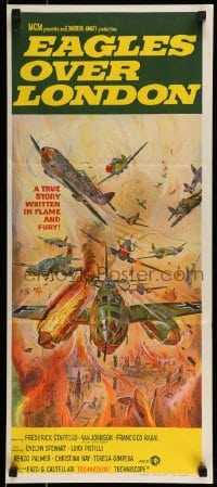 8g862 EAGLES OVER LONDON Aust daybill 1973 a true story written in flame & fury, cool art!