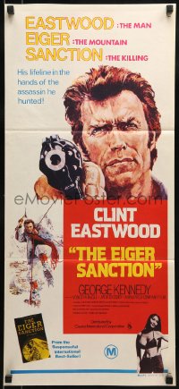 8g864 EIGER SANCTION Aust daybill 1975 Clint Eastwood's lifeline was held by the assassin he hunted