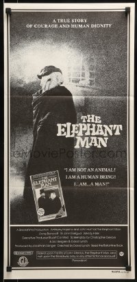 8g865 ELEPHANT MAN Aust daybill 1980 John Hurt, Anthony Hopkins, directed by David Lynch!