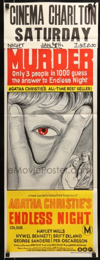 8g870 ENDLESS NIGHT Aust daybill 1972 Hayley Mills in Agatha Christie best seller, Britt Ekland!