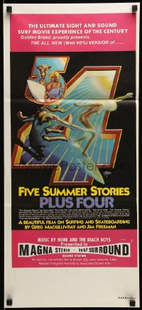 8g875 FIVE SUMMER STORIES PLUS FOUR Aust daybill 1976 really cool surfing artwork by Rick Griffin!