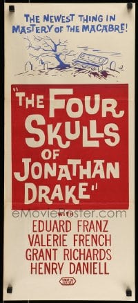 8g882 FOUR SKULLS OF JONATHAN DRAKE Aust daybill 1959 completely different open coffin artwork!