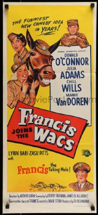 8g885 FRANCIS JOINS THE WACS Aust daybill 1954 artwork of Donald O'Connor & the talking mule!
